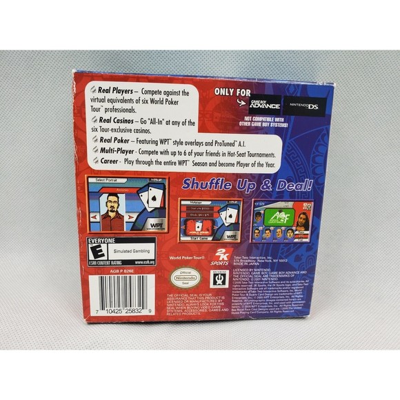 Ninteneo Game Boy Advance World Poker Tour Video Game 2005 Complete - Picture 2 of 6